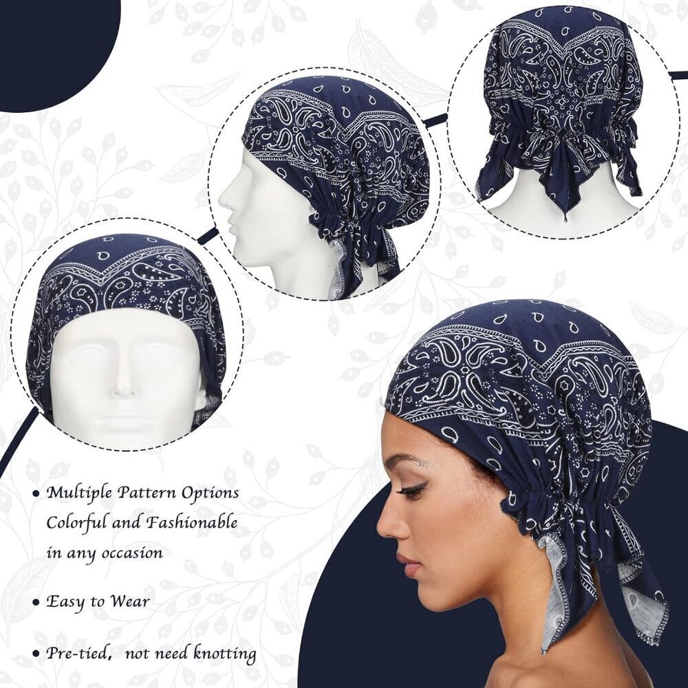 6 Pcs Chemo Headwear Women Scarves Turban Caps Muslim Sleep Maternity - Picture 3 of 7